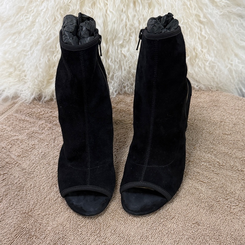 Elegant Black Women's Peep-Toe Boots